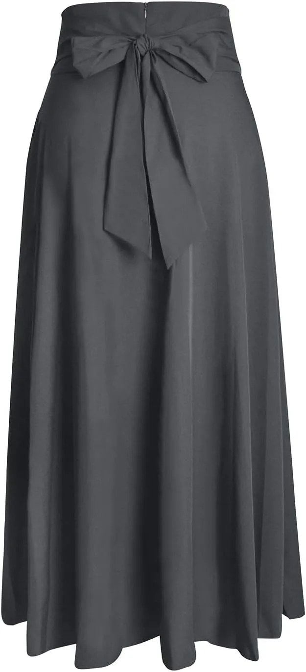 RANPHEE Women's Ankle Length High Waist A-line Flowy Long Maxi Skirt with Pockets
