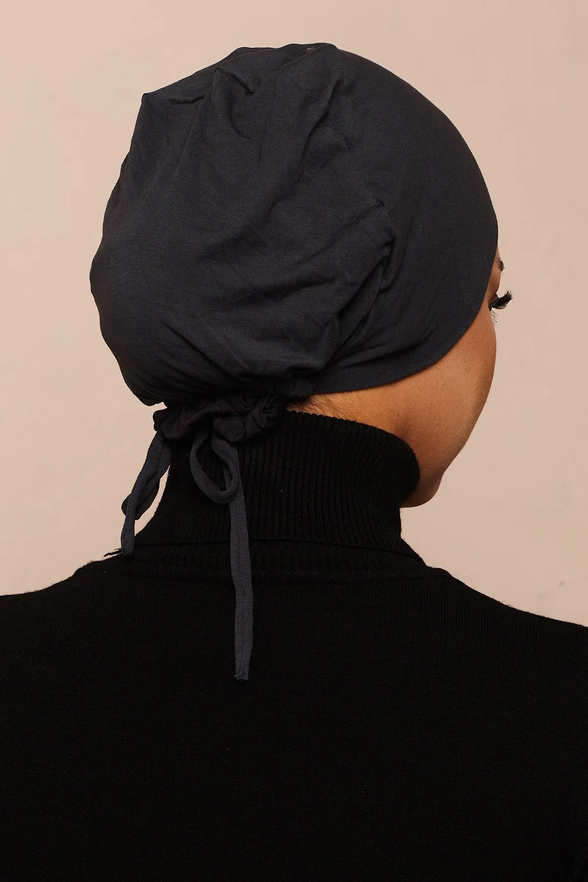 Satin-Blend Charcoal Bamboo Jersey Hijab Cap