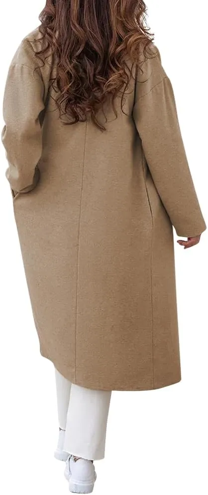 Tankaneo Womens Long Pea Coats Double Breasted Winter Warm Trench Coat Bussiness Casual Jackets Outerwear