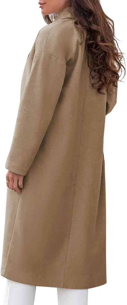 Tankaneo Womens Long Pea Coats Double Breasted Winter Warm Trench Coat Bussiness Casual Jackets Outerwear