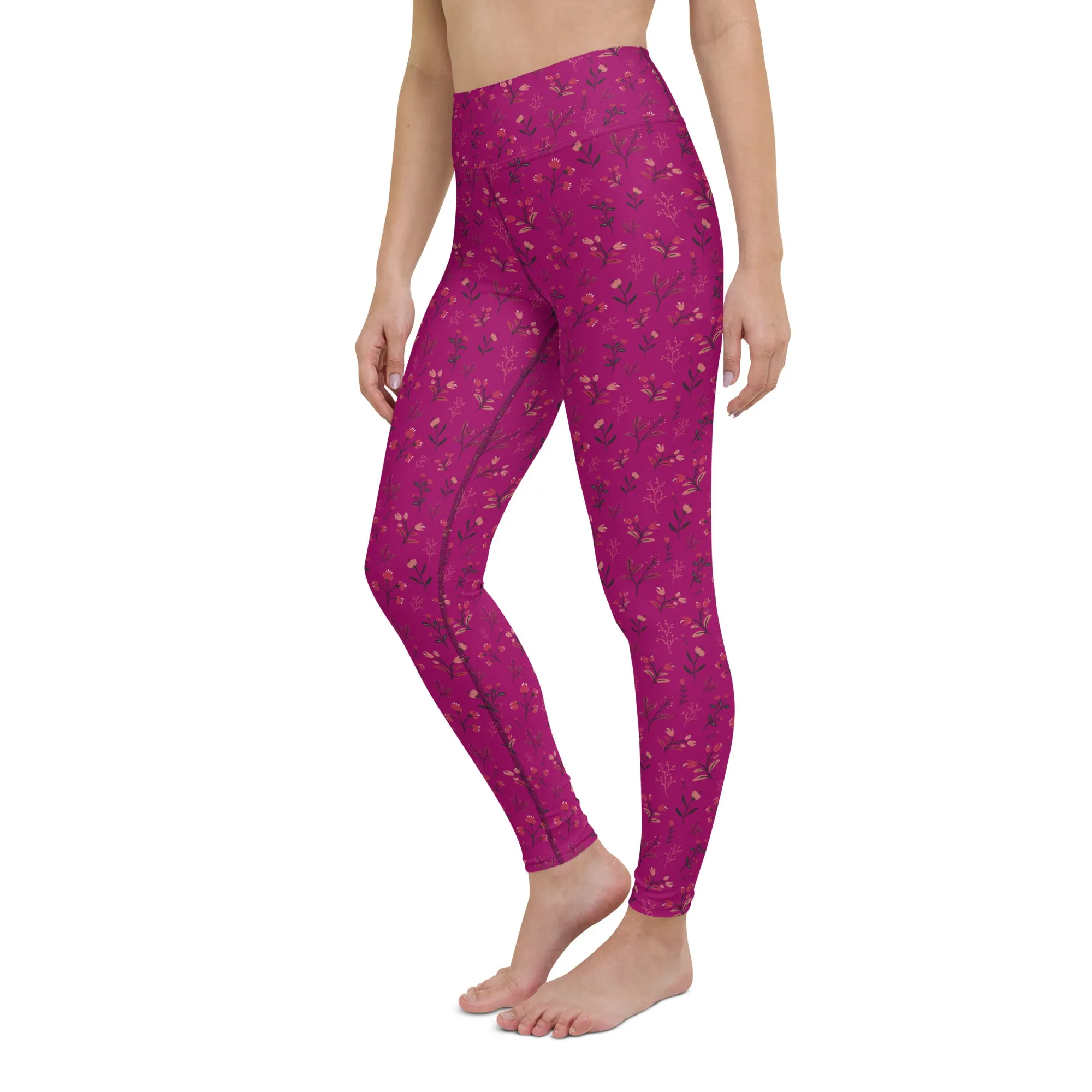 Viva Magenta Floral Yoga Leggings