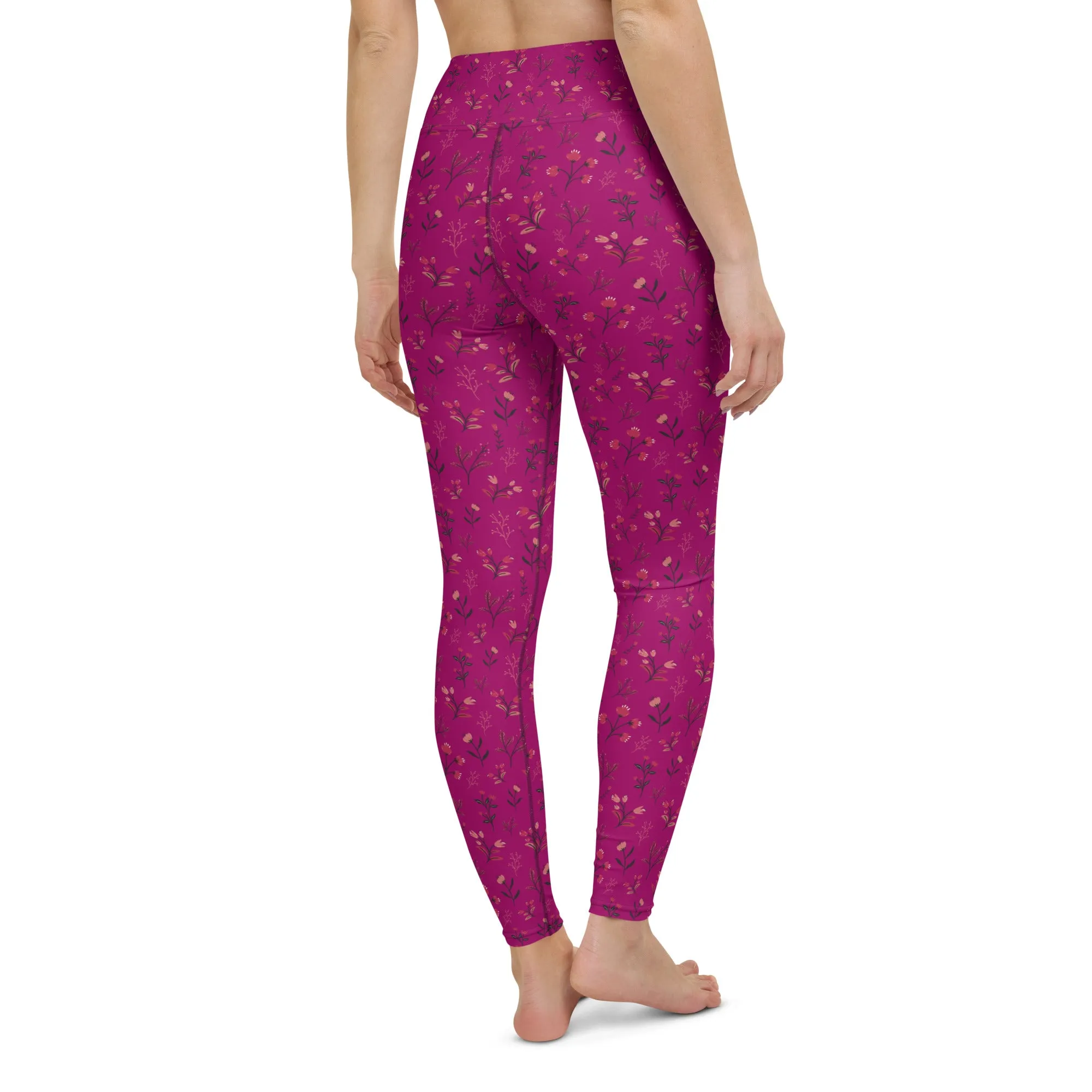 Viva Magenta Floral Yoga Leggings