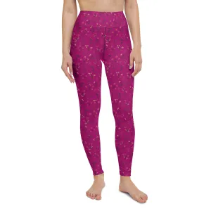 Viva Magenta Floral Yoga Leggings
