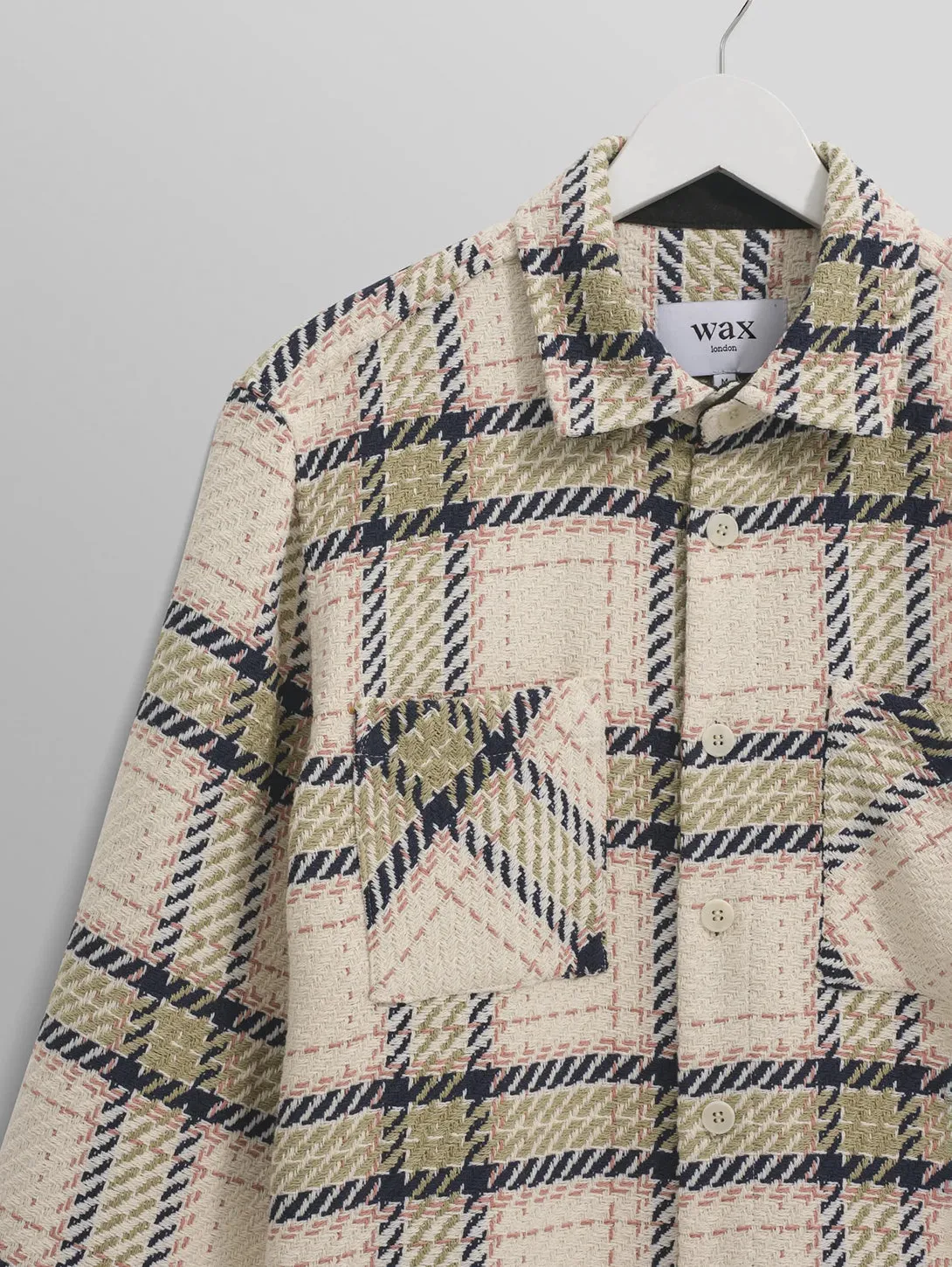 Whiting Overshirt - Ecru   Sage Harp Check