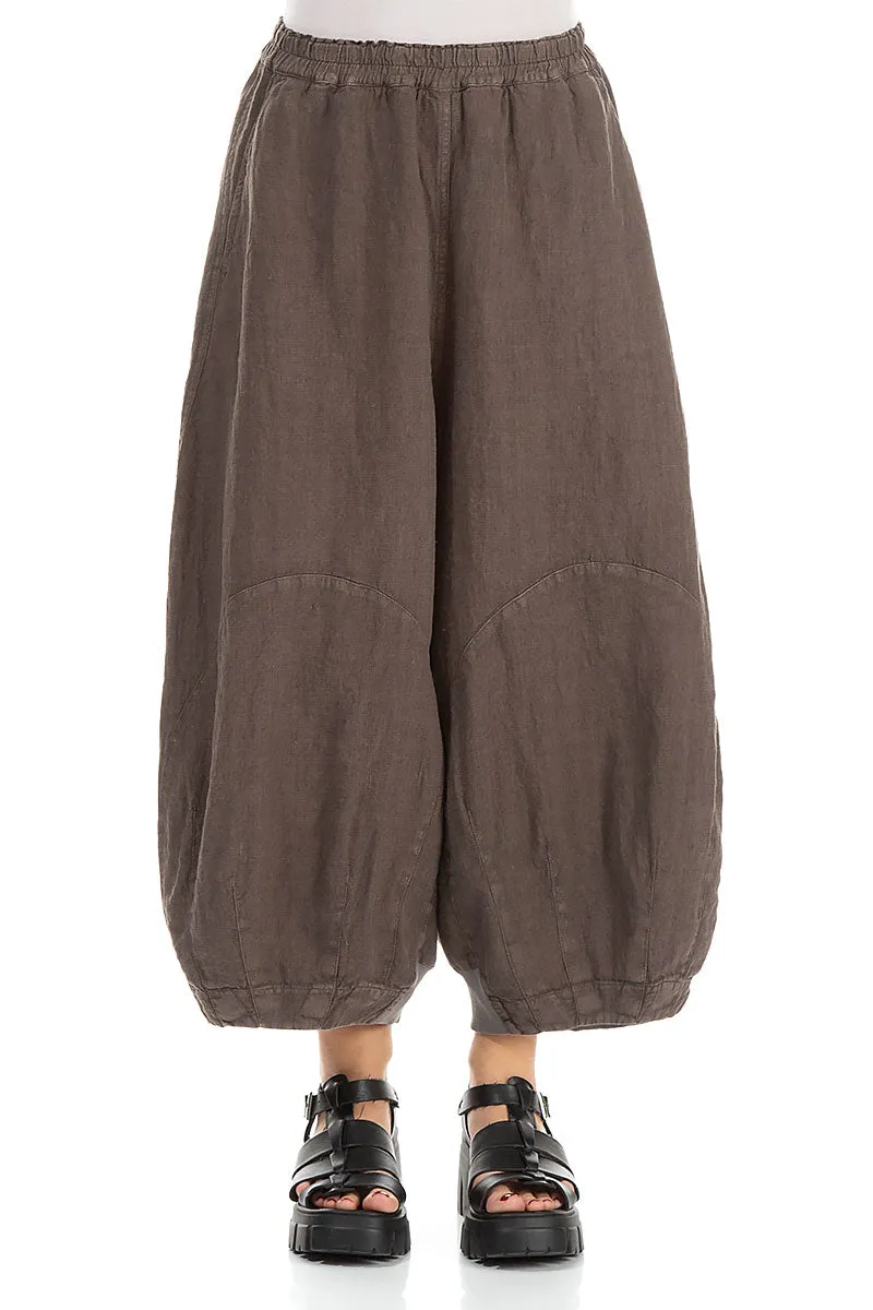 Wide Truffle Off-Dye Linen Trousers