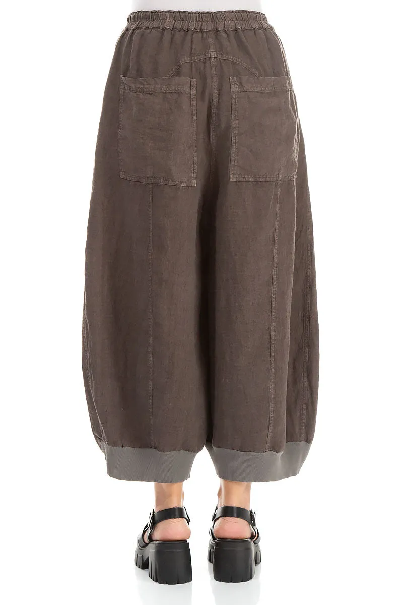 Wide Truffle Off-Dye Linen Trousers