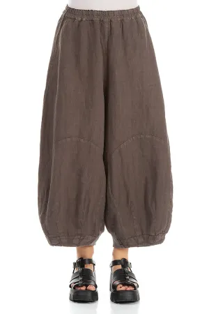 Wide Truffle Off-Dye Linen Trousers