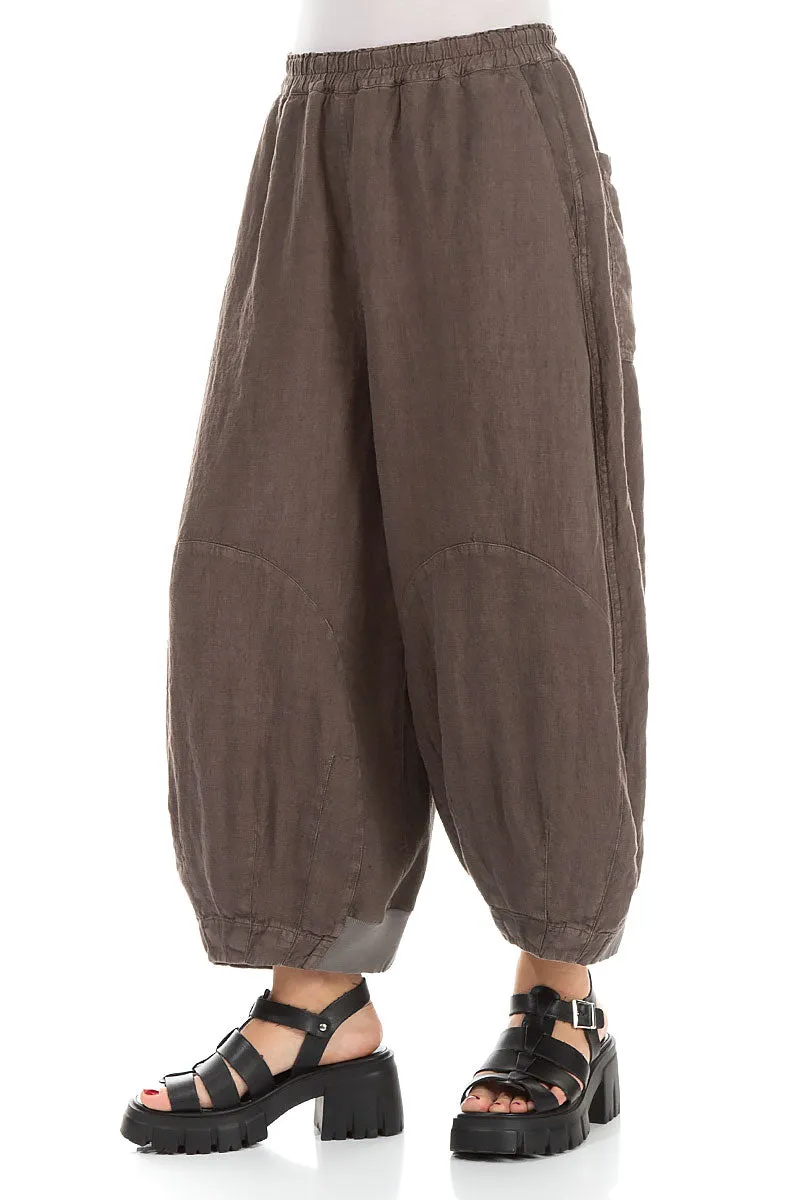 Wide Truffle Off-Dye Linen Trousers