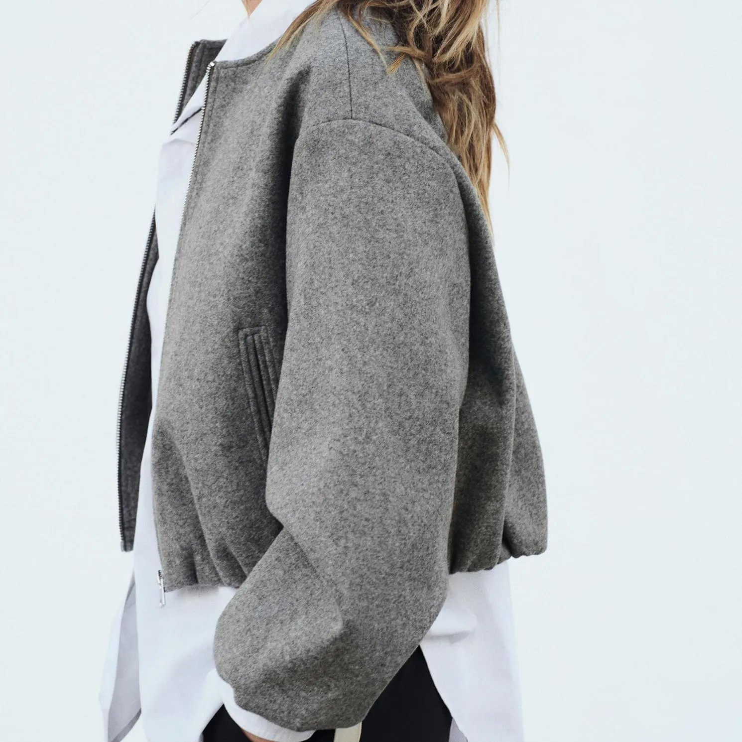 Womens Cropped Bomber Jacket Casual Zip Up Varsity Jackets Trendy Outwear Coats with Welt Pockets