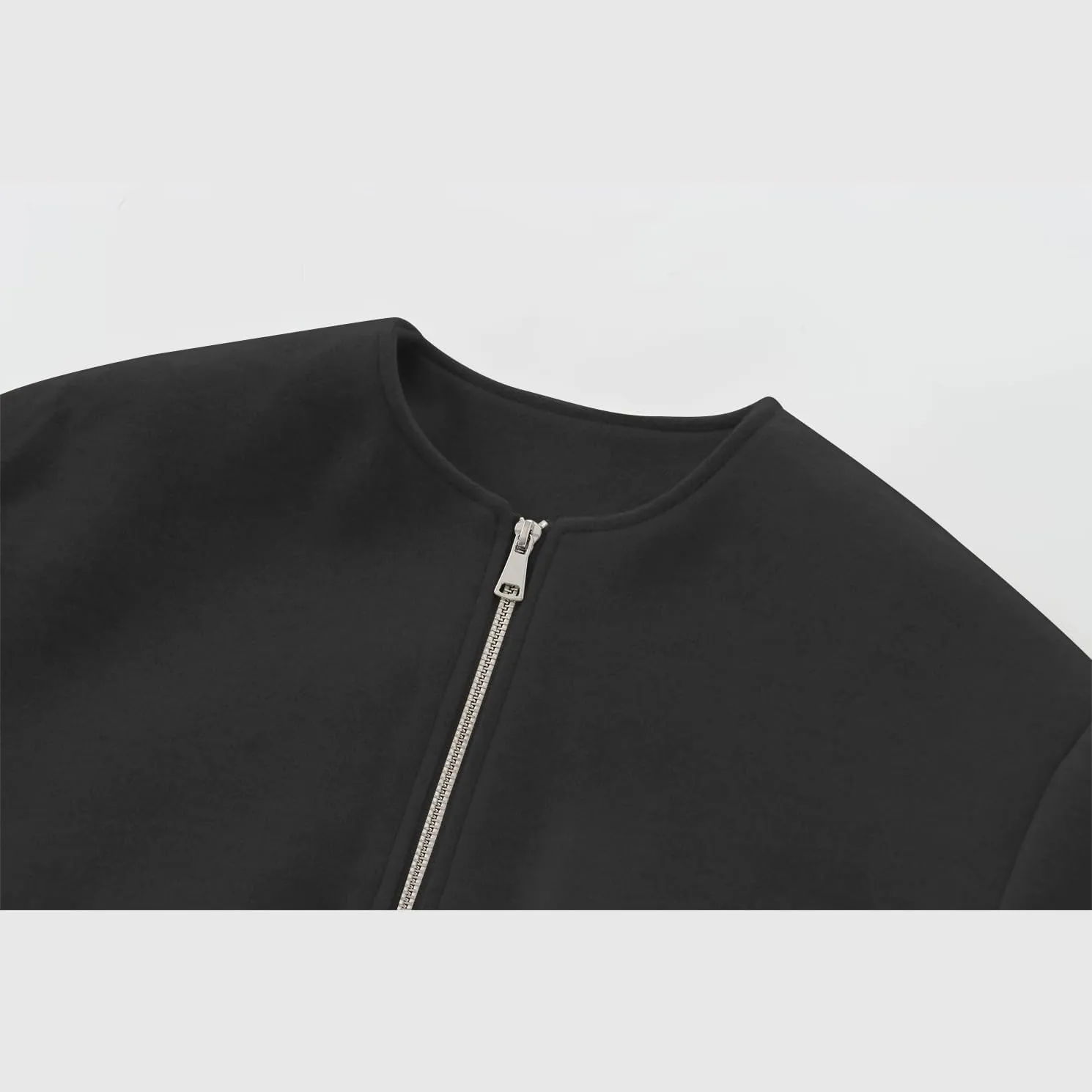 Womens Cropped Bomber Jacket Casual Zip Up Varsity Jackets Trendy Outwear Coats with Welt Pockets