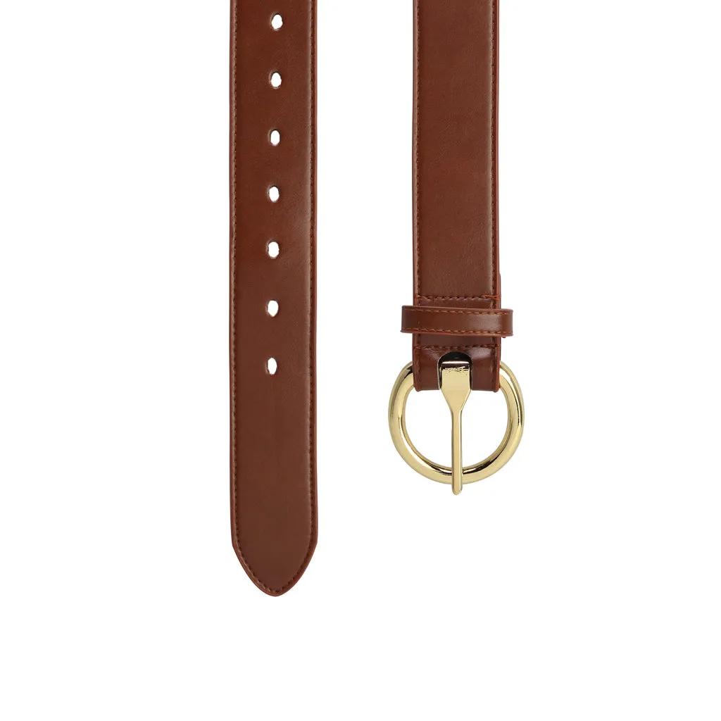 Women's Gold Ring Belt - Brown (Only Size 34 - 40)