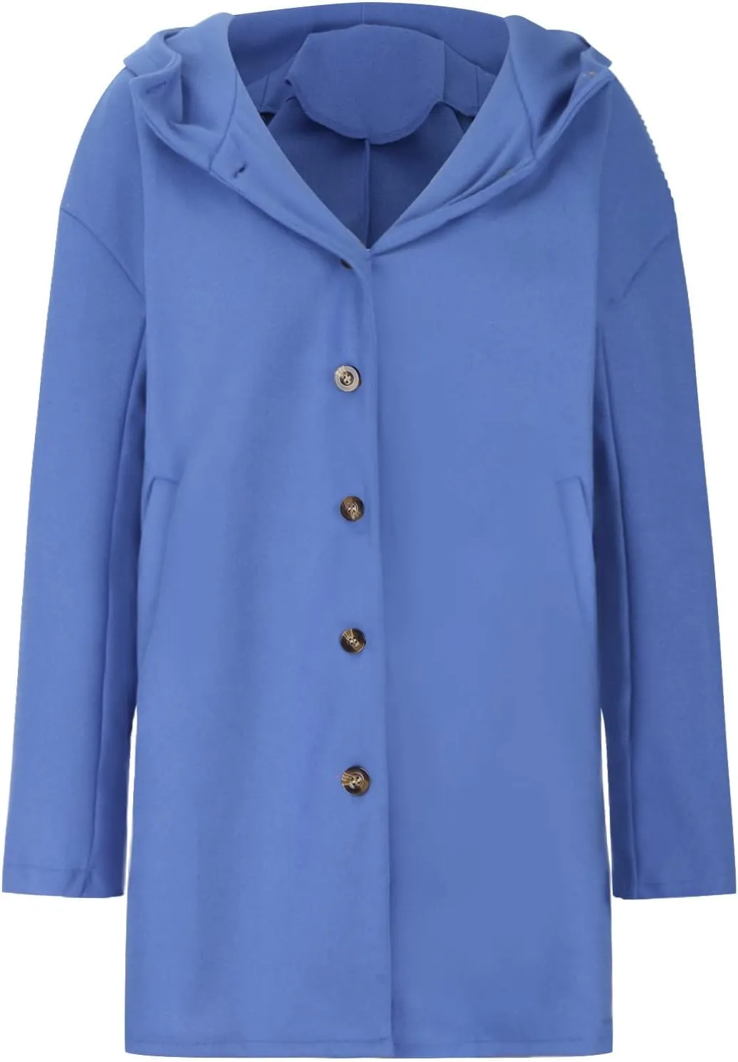 Womens Wool Blend Pea Coat Winter Warm Single Breasted Hooded Trench Coat Casual Office Work Dressy Outwear Jacket