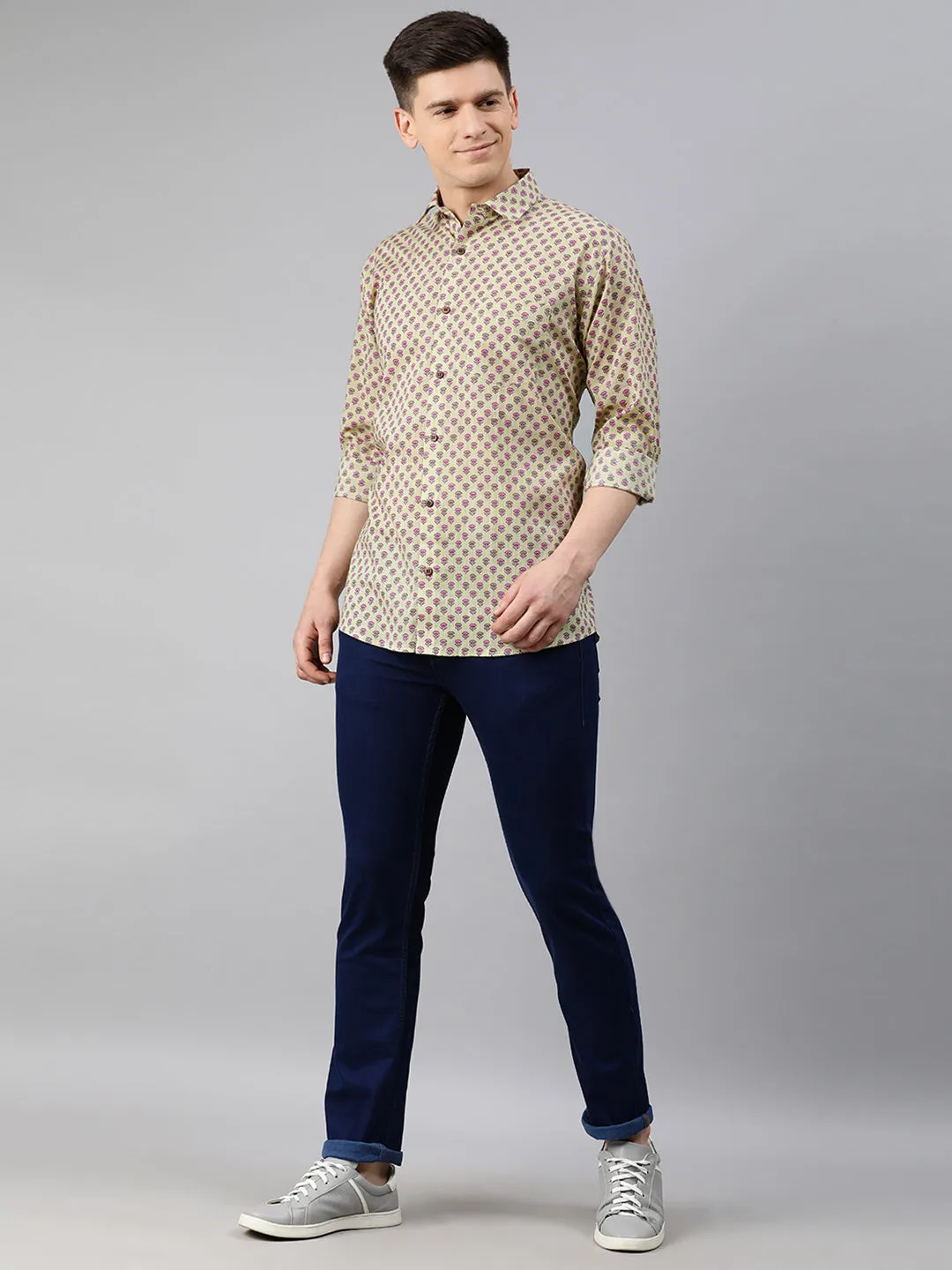 Yellow Cotton Full Sleeves Shirts For Men-Mmf0229
