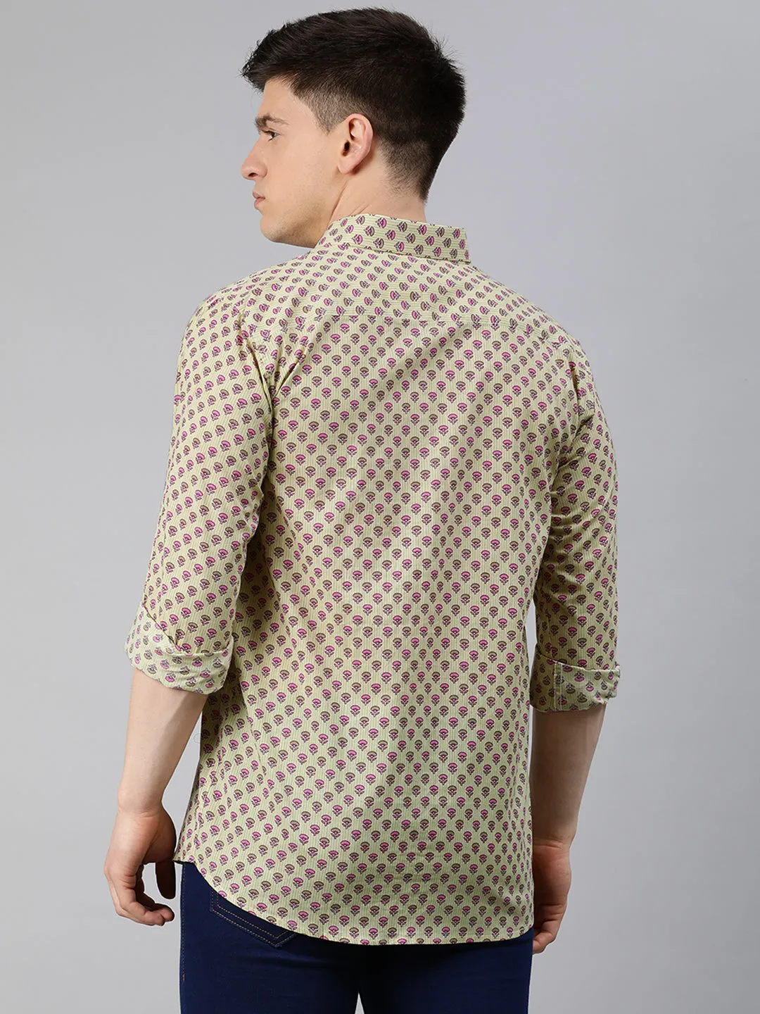 Yellow Cotton Full Sleeves Shirts For Men-Mmf0229